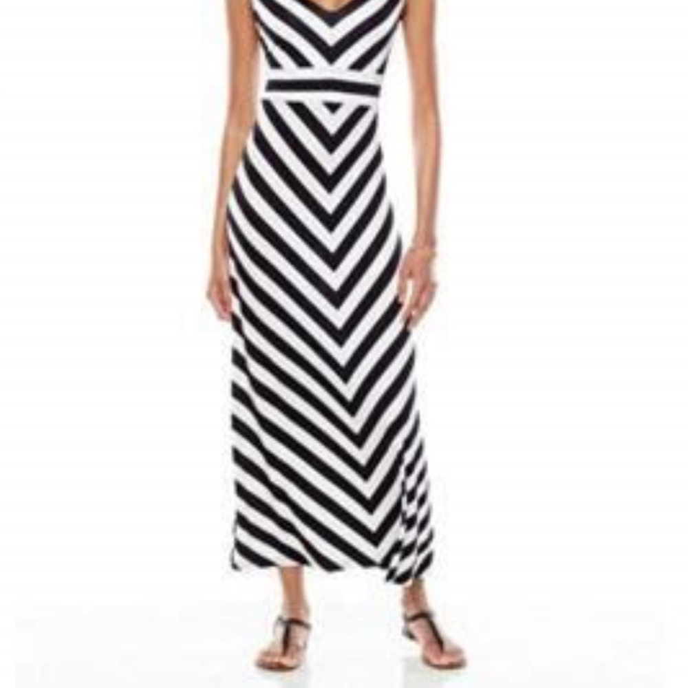 APT. 9 Sleeveless V-Neck Chevron Maxi Dress Sz M - Picture 2 of 8